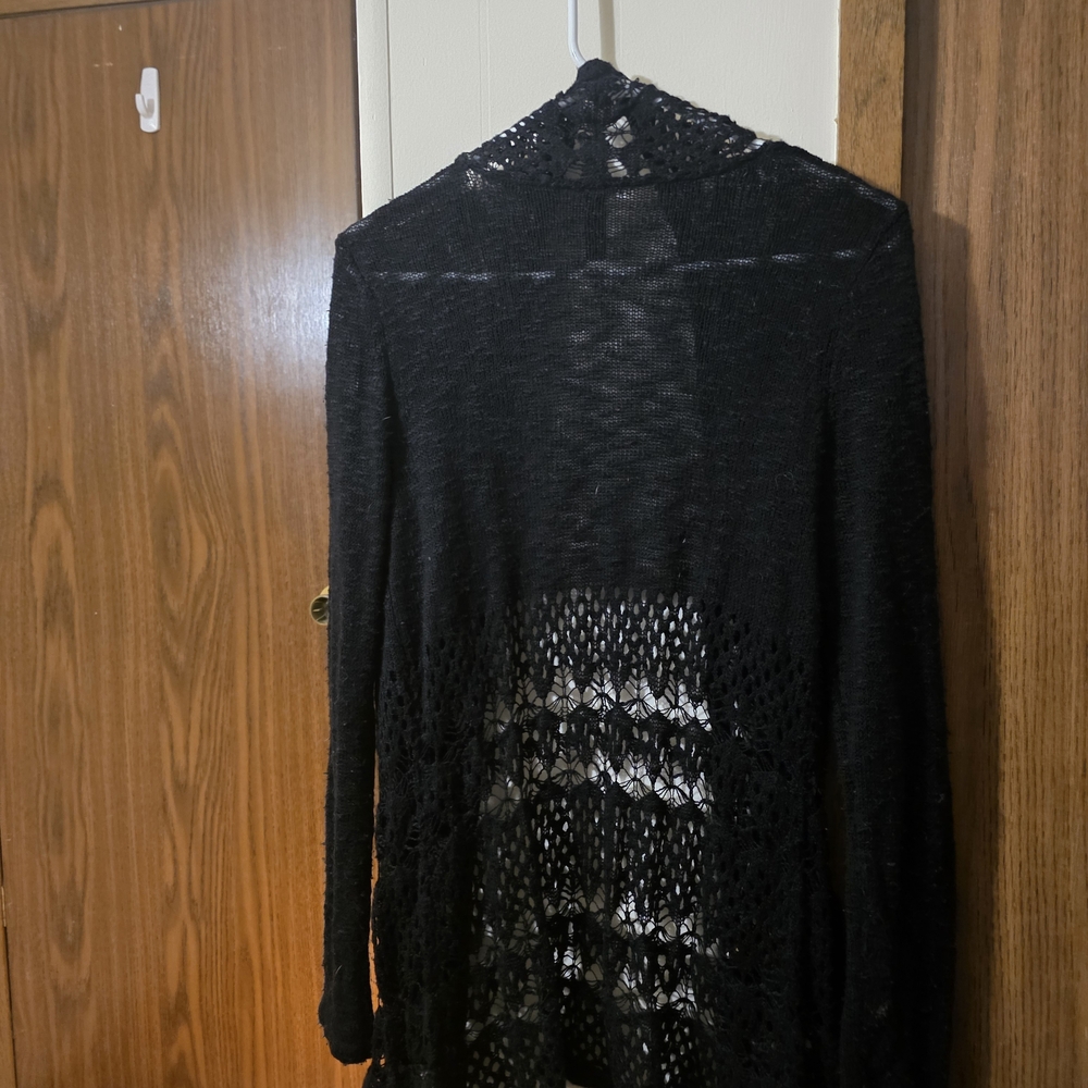 GNW Black Open-Knit Women's Cardigan - Picture 3 of 3